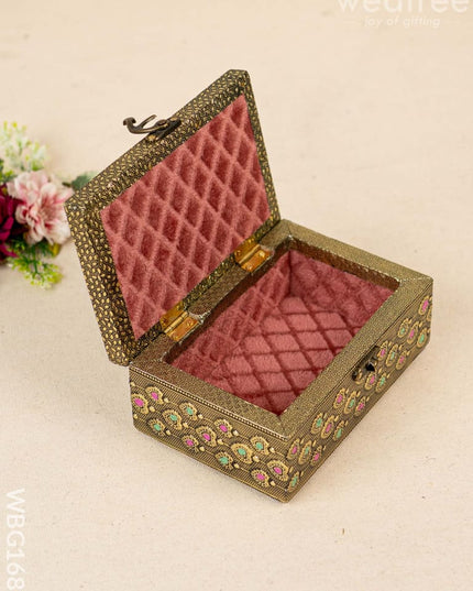 Wooden Dryfruit Box with Peacock Design - 6x4 inch - WBG1681 Dry Fruit Box
