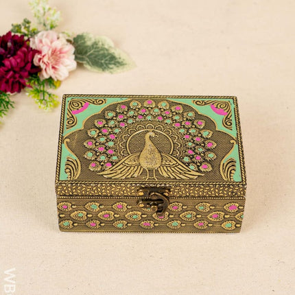 Wooden Dryfruit Box with Peacock Design - 6x4 inch - WBG1681 Dry Fruit Box