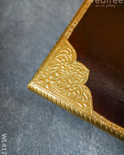 Wooden Manai With Brass Finish(20 X 15) - Wl4173