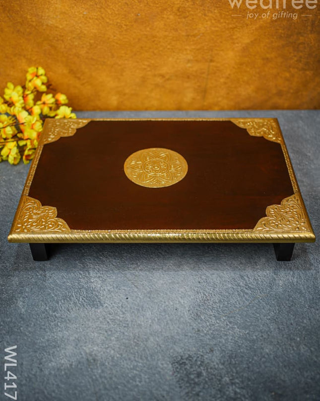 Wooden Manai With Brass Finish(20 X 15) - Wl4173
