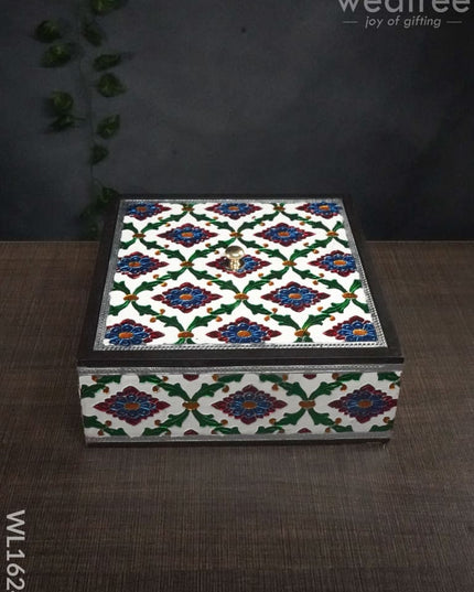 Wooden Meenakari Square Box 8X8 - Wl1624 Others