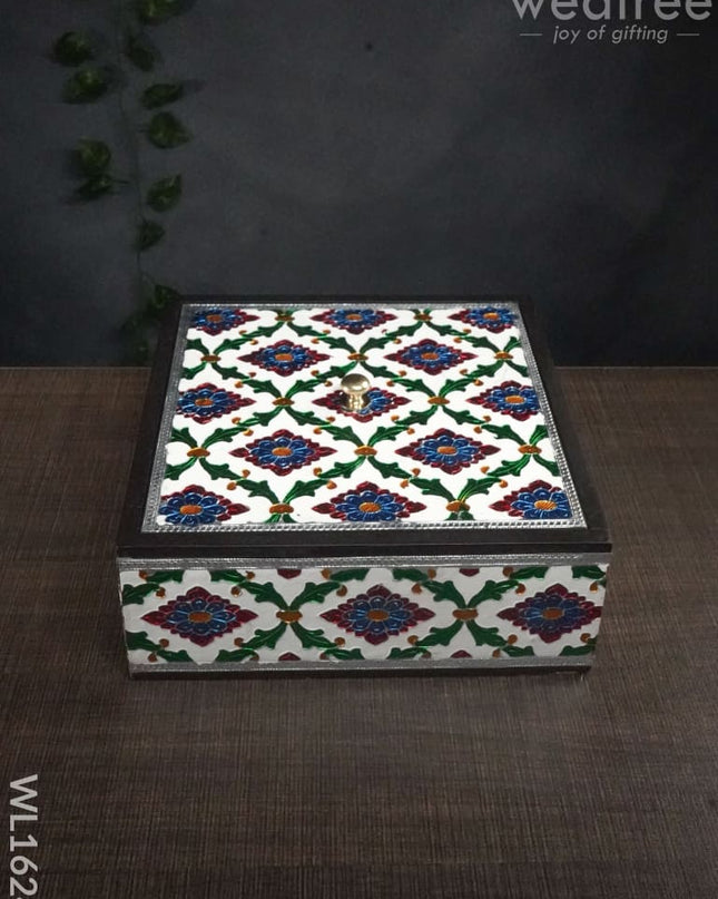 Wooden Meenakari Square Box 8X8 - Wl1624 Others