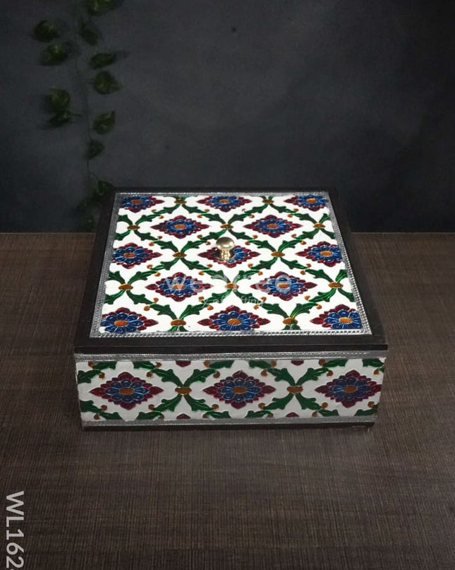 Wooden Meenakari Square Box 8X8 - Wl1624 Others