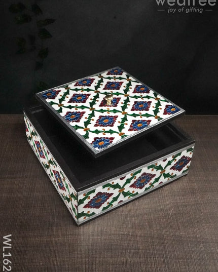 Wooden Meenakari Square Box 8X8 - Wl1624 Others