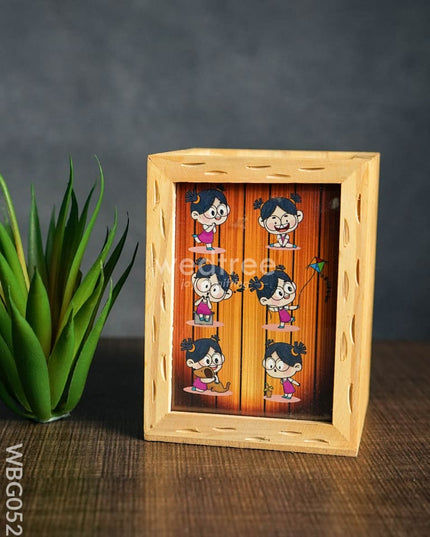 Wooden Pen Stand (3.2 X 4.2) - Animated Girl Wbg0521 Kids Return Gifts