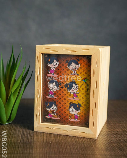 Wooden Pen Stand (3.2 X 4.2) - Animated Girl Wbg0521 Kids Return Gifts