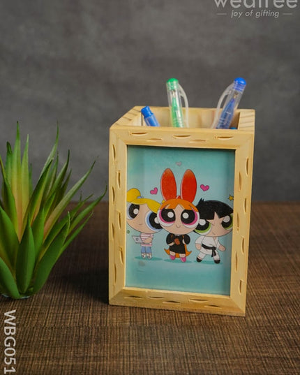 Wooden Pen Stand (3.2 X 4.2) - Powerpuff Girls Wbg0518 Kids Return Gifts