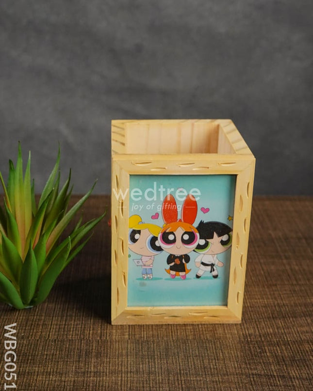 Wooden Pen Stand (3.2 X 4.2) - Powerpuff Girls Wbg0518 Kids Return Gifts