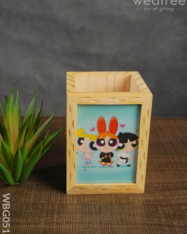 Wooden Pen Stand (3.2 X 4.2) - Powerpuff Girls Wbg0518 Kids Return Gifts