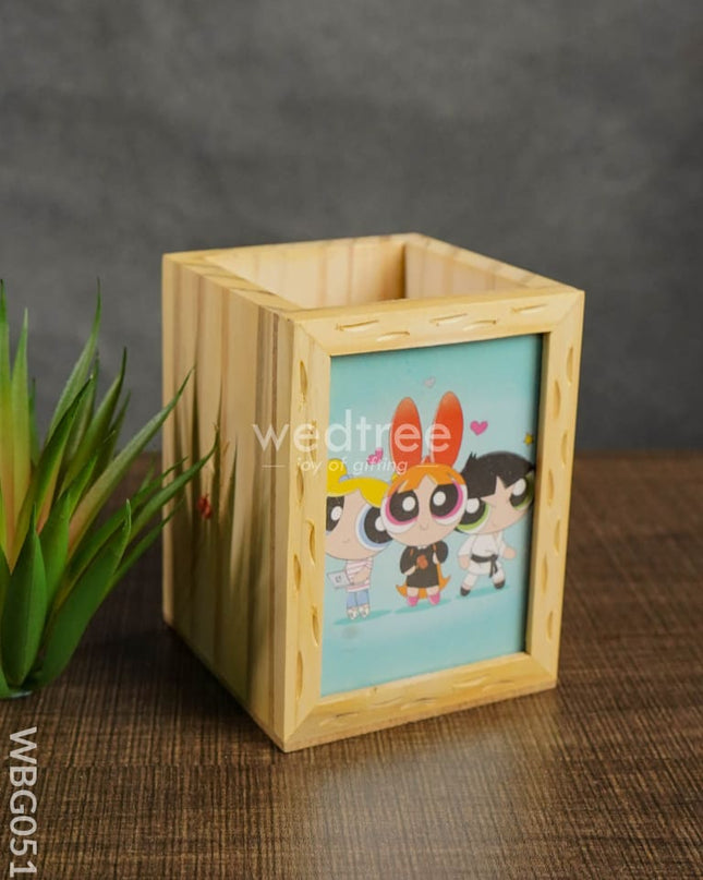 Wooden Pen Stand (3.2 X 4.2) - Powerpuff Girls Wbg0518 Kids Return Gifts