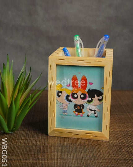 Wooden Pen Stand (3.2 X 4.2) - Powerpuff Girls Wbg0518 Kids Return Gifts