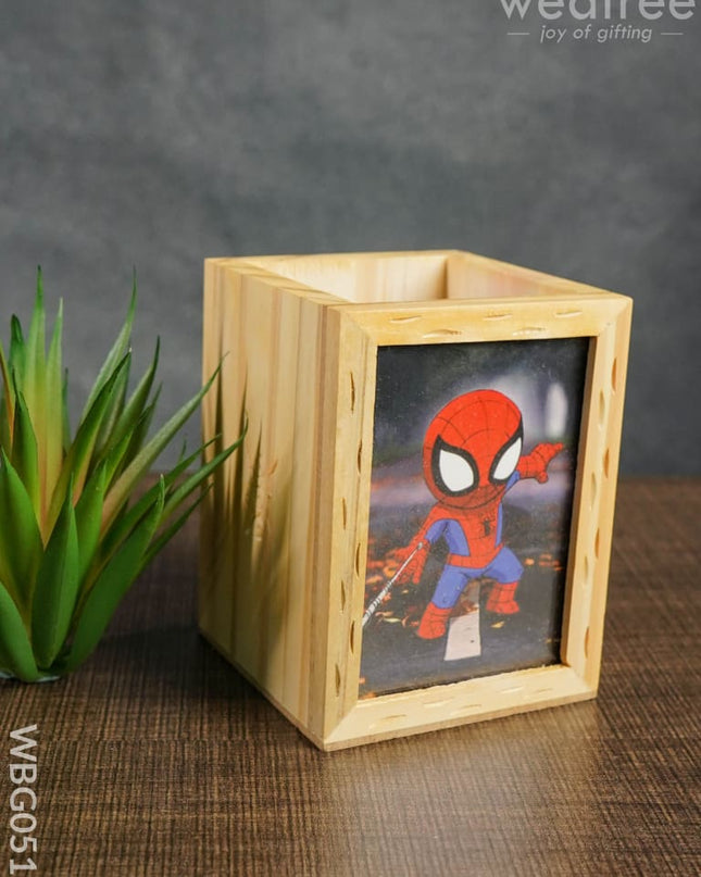 Wooden Pen Stand (3.2 X 4.2) - Spiderman Wbg0516 Kids Return Gifts