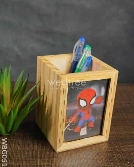 Wooden Pen Stand (3.2 X 4.2) - Spiderman Wbg0516 Kids Return Gifts