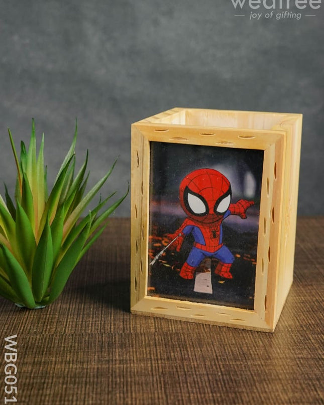 Wooden Pen Stand (3.2 X 4.2) - Spiderman Wbg0516 Kids Return Gifts