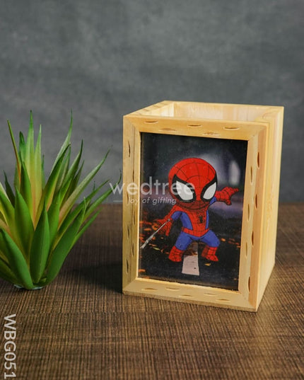 Wooden Pen Stand (3.2 X 4.2) - Spiderman Wbg0516 Kids Return Gifts
