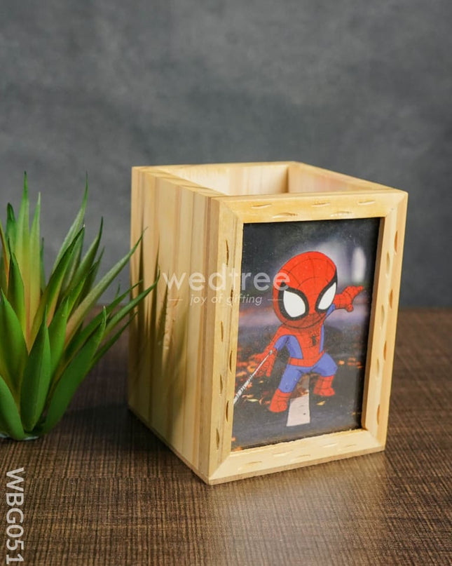 Wooden Pen Stand (3.2 X 4.2) - Spiderman Wbg0516 Kids Return Gifts