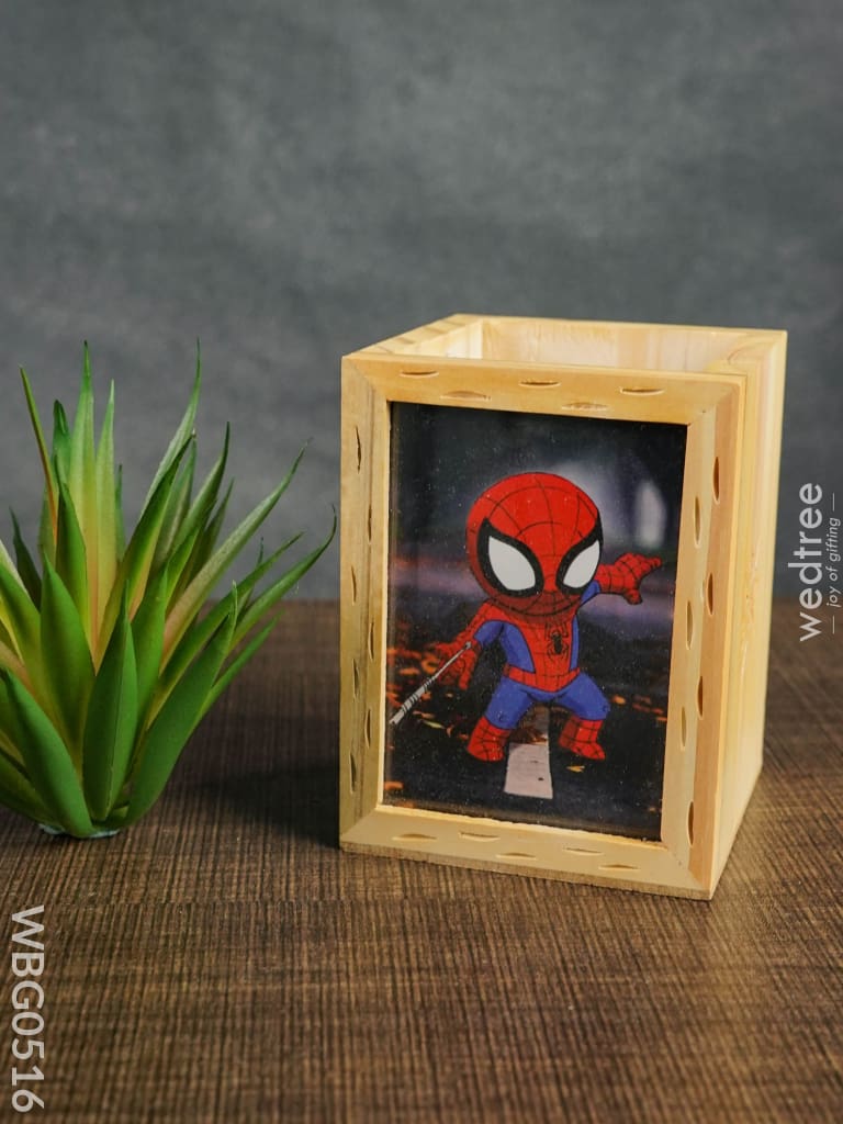 Wooden Pen Stand (3.2 X 4.2) - Spiderman Wbg0516 Kids Return Gifts