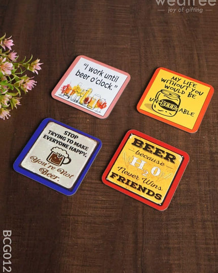 Wooden Printed Tea Coaster - Set Of 6 Bcg0129 Organisers