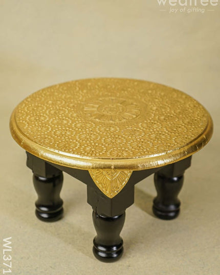 Wooden Round Stool With Brass Fitted - 10 Inch Wl3715 Stools