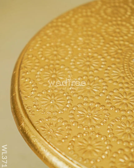 Wooden Round Stool With Brass Fitted - 10 Inch Wl3715 Stools