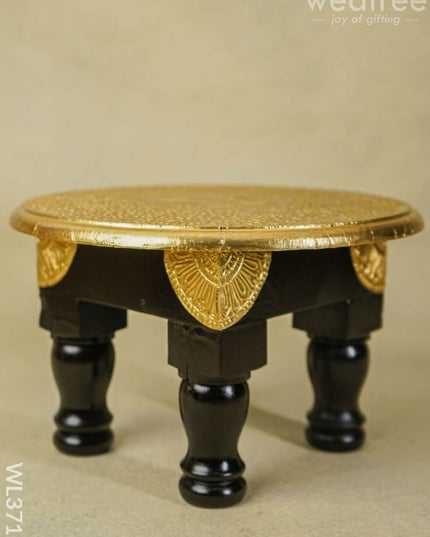 Wooden Round Stool With Brass Fitted - 10 Inch Wl3715 Stools