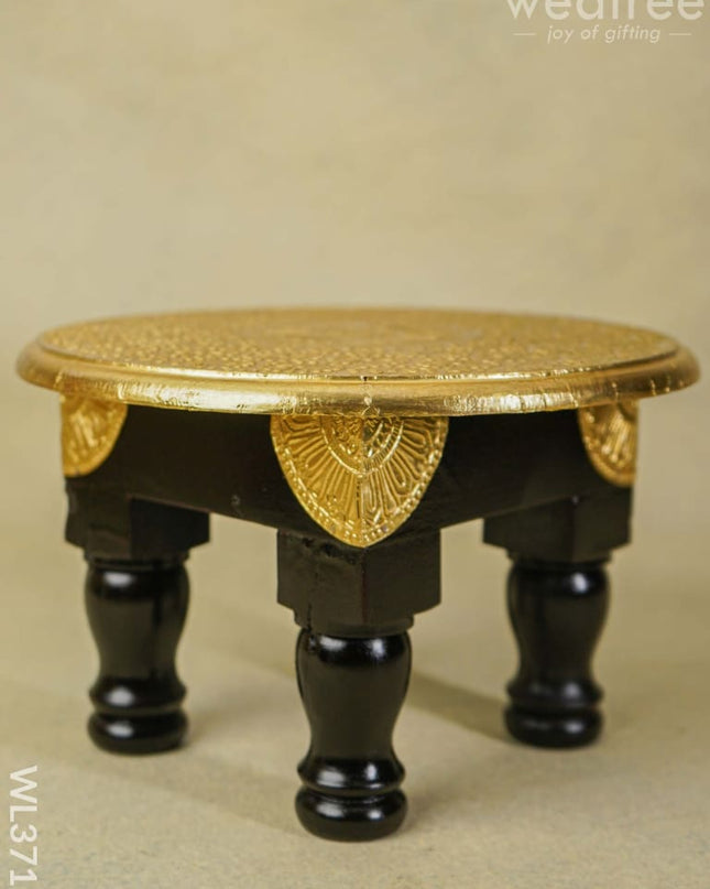 Wooden Round Stool With Brass Fitted - 10 Inch Wl3715 Stools