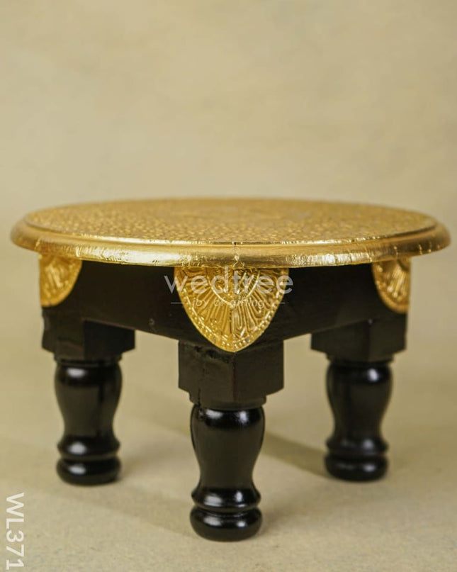 Wooden Round Stool With Brass Fitted - 10 Inch Wl3715 Stools