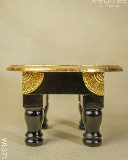 Wooden Round Stool With Brass Fitted - 10 Inch Wl3715 Stools