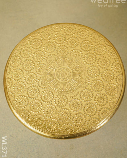 Wooden Round Stool With Brass Fitted - 10 Inch Wl3715 Stools