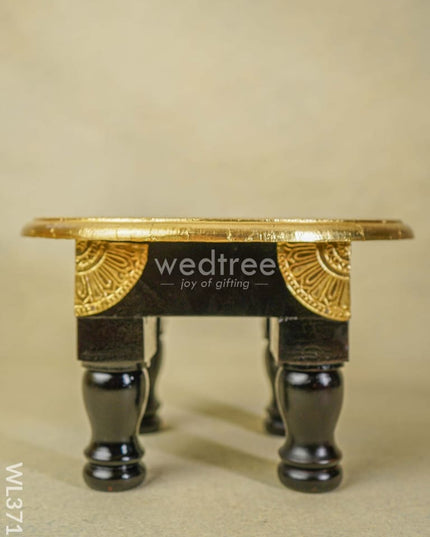 Wooden Round Stool With Brass Fitted - 10 Inch Wl3715 Stools