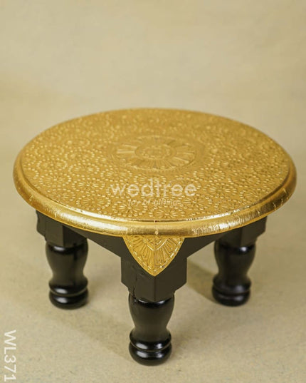 Wooden Round Stool With Brass Fitted - 10 Inch Wl3715 Stools