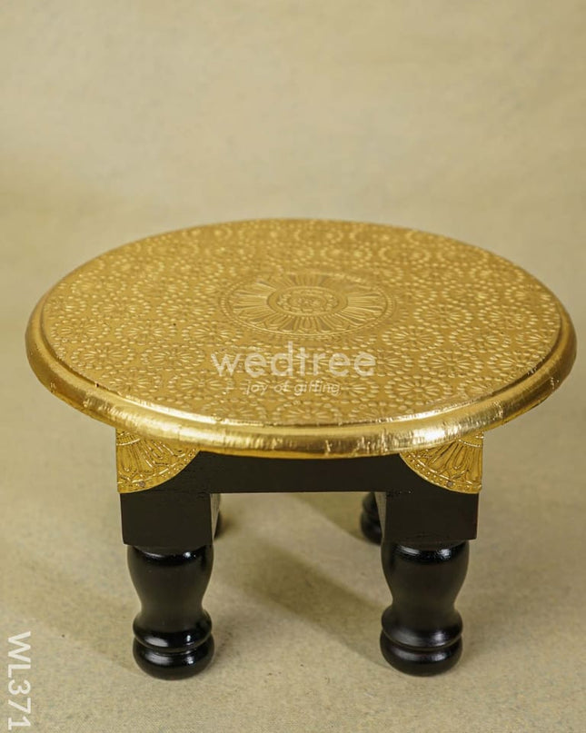 Wooden Round Stool With Brass Fitted - 10 Inch Wl3715 Stools