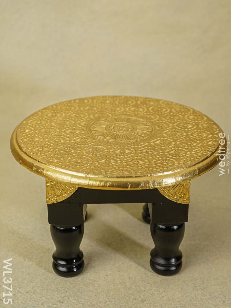 Wooden Round Stool With Brass Fitted - 10 Inch Wl3715 Stools