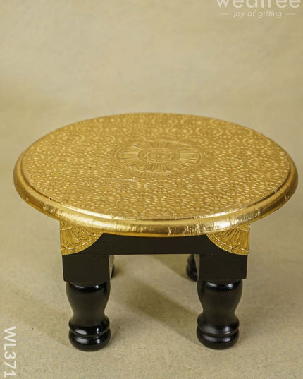 Wooden Round Stool With Brass Fitted - 10 Inch Wl3715 Stools