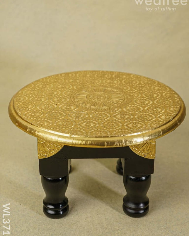 Wooden Round Stool With Brass Fitted - 10 Inch Wl3715 Stools