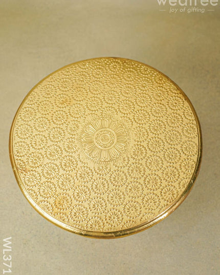 Wooden Round Stool With Brass Fitted - 12 Inch Wl3716 Stools