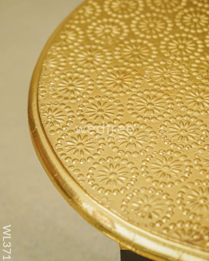 Wooden Round Stool With Brass Fitted - 12 Inch Wl3716 Stools