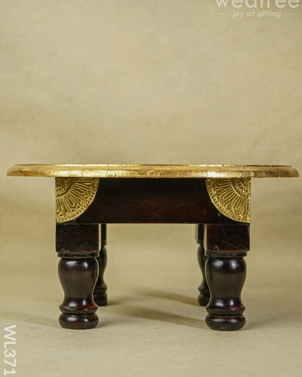Wooden Round Stool With Brass Fitted - 12 Inch Wl3716 Stools