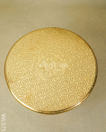 Wooden Round Stool With Brass Fitted - 12 Inch Wl3716 Stools