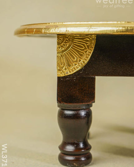 Wooden Round Stool With Brass Fitted - 12 Inch Wl3716 Stools