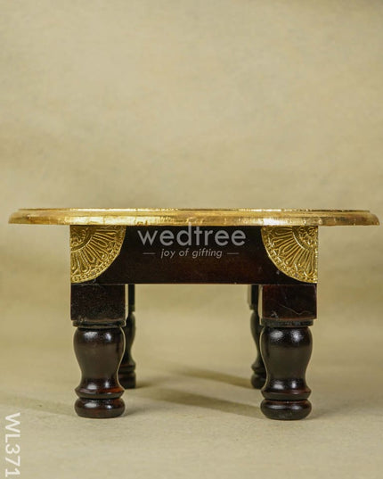 Wooden Round Stool With Brass Fitted - 12 Inch Wl3716 Stools