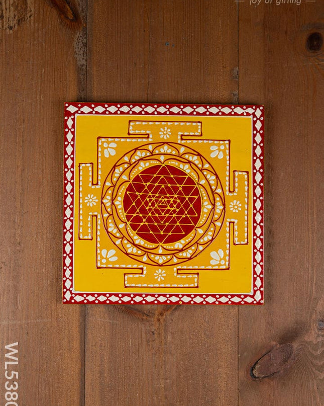 Wooden Shree Yantra Wall Hanging - 10x10 inch - Red - WL5380-2 - Frames