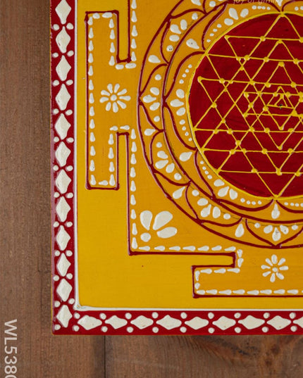 Wooden Shree Yantra Wall Hanging - 10x10 inch - Red - WL5380-2 - Frames