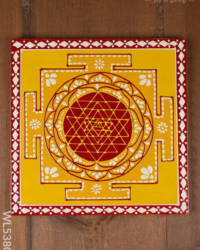 Wooden Shree Yantra Wall Hanging - 10x10 inch - Red - WL5380-2 - Frames