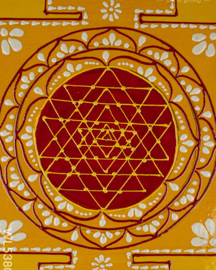 Wooden Shree Yantra Wall Hanging - 10x10 inch - Red - WL5380-2 - Frames
