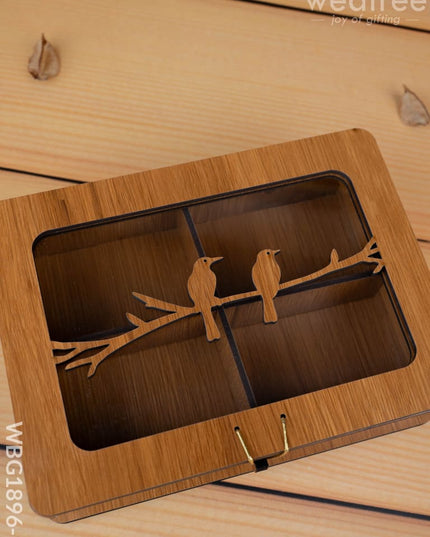 Wooden Sparrow Dry Fruit Box - 7x5 inch - WBG1896-1 - Dry Fruit Box RG