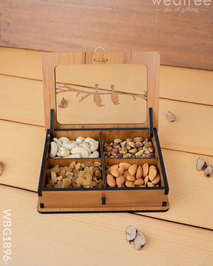 Wooden Sparrow Dry Fruit Box - 7x5 inch - WBG1896-1 - Dry Fruit Box RG