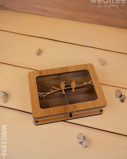Wooden Sparrow Dry Fruit Box - 7x5 inch - WBG1896-1 - Dry Fruit Box RG