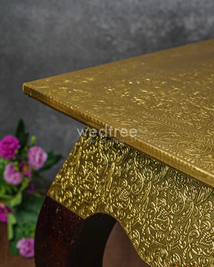 Wooden Stool With Brass Finish - 14 Inch Wl2644 Stools