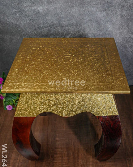 Wooden Stool With Brass Finish - 16 Inch Wl2643 Stools